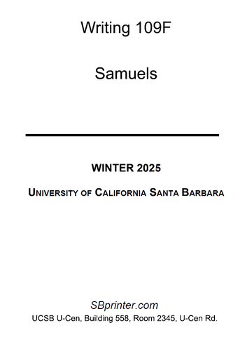 WRIT 109F Samuels W25